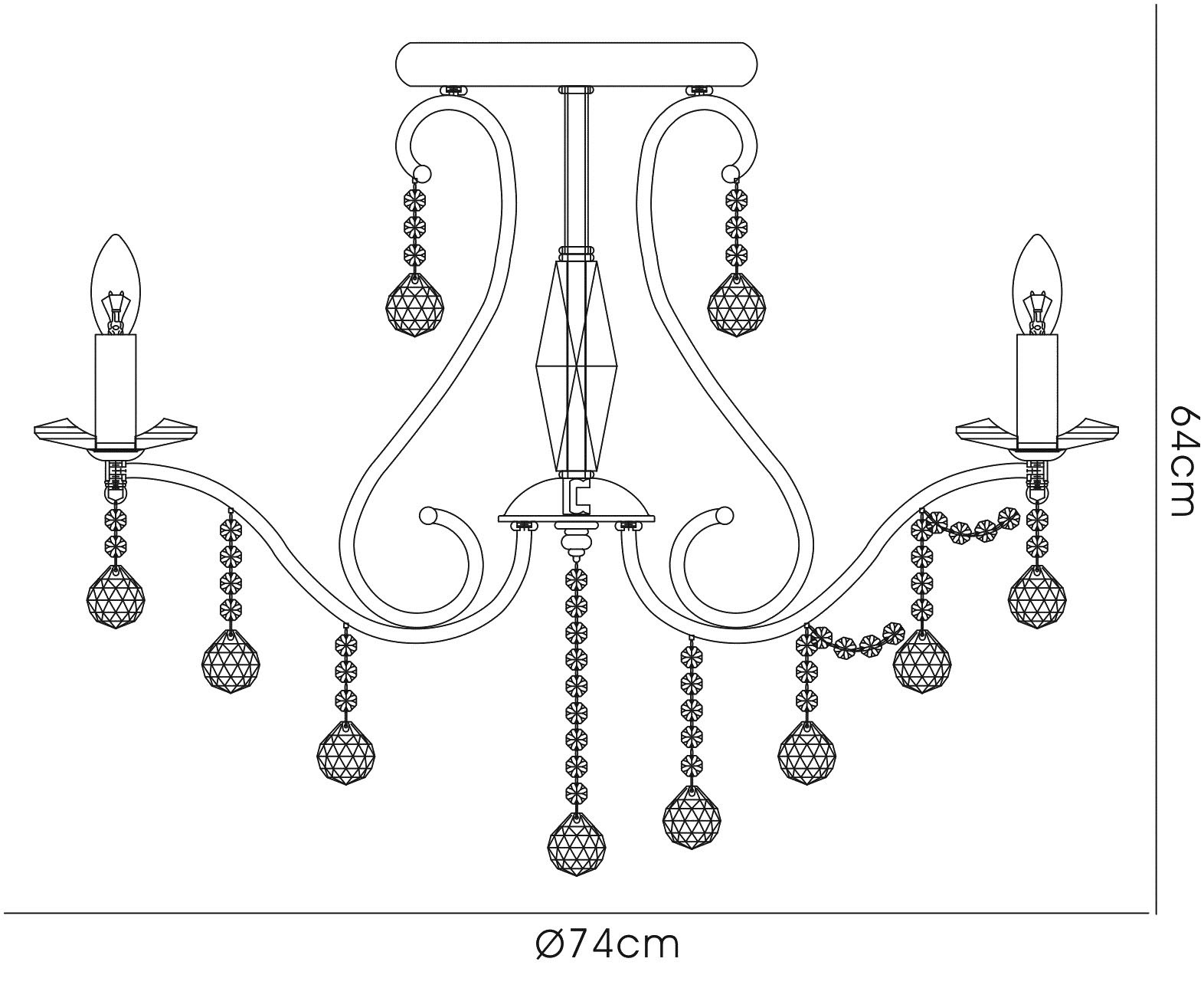 Bianco French Gold Crystal Ceiling Lights Diyas Multi Arm Crystal Fittings